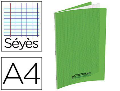 Cahier A4 grands carreaux polypro vert 48 pages