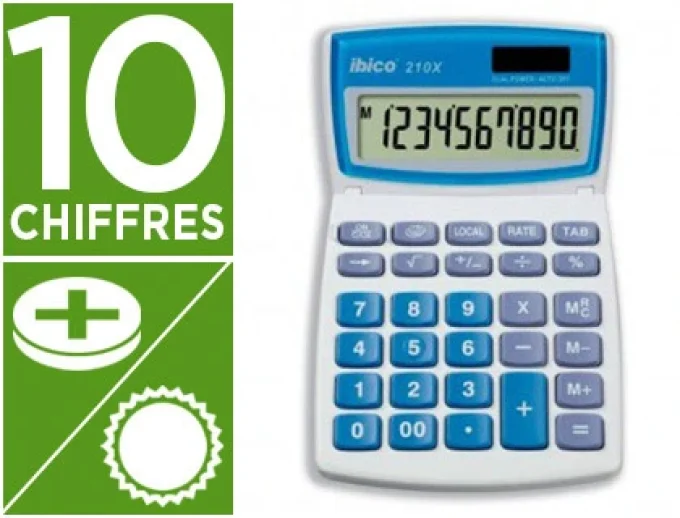 Calculatrice ibico bureau 210x 10 chiffres touche franc/euro addition soustraction mémoire 