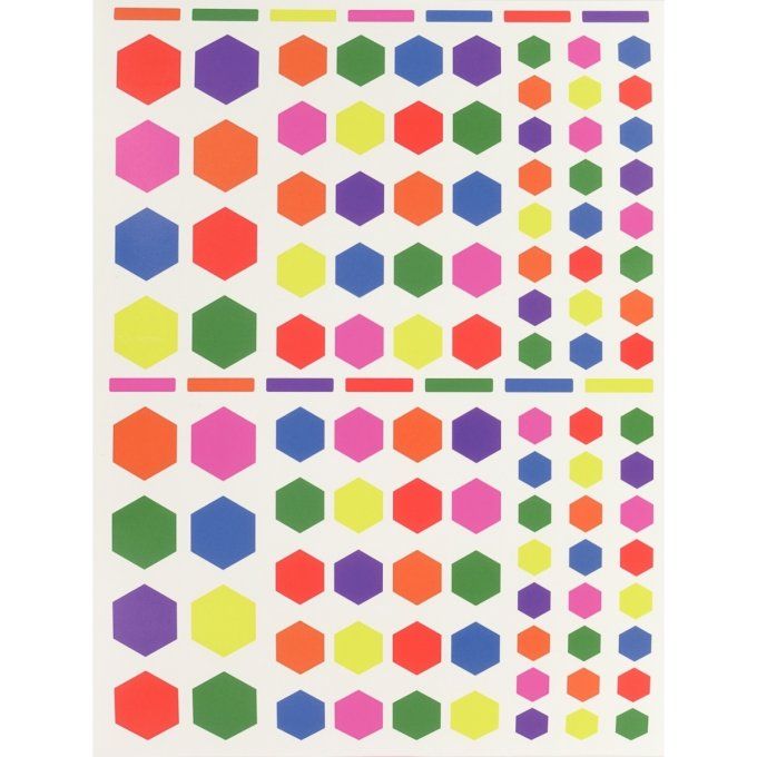 Pochette de 624 gommettes hexagone coloris assortis 6 Planches 16 x 21.5cm