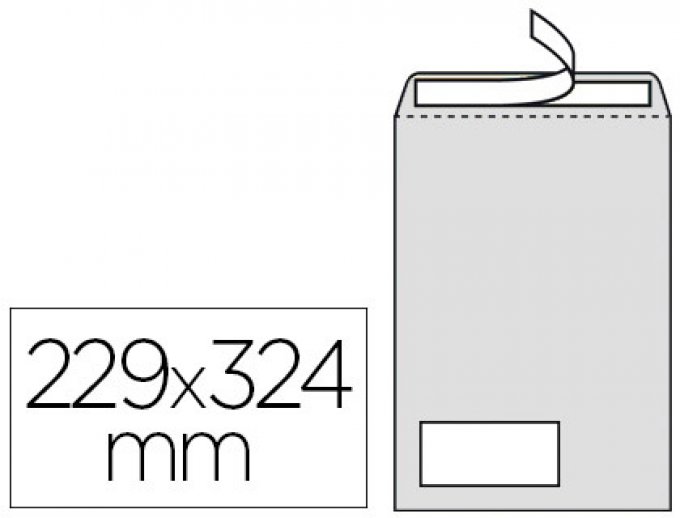 Boîte de 250 pochettes auto-adhésives vélin Blanc 90g format 229x324 C4  fenêtre 50x110