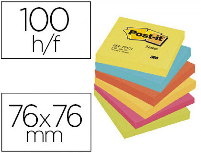 POST-IT Marque-pages papier (5x100) couleurs néons assortis