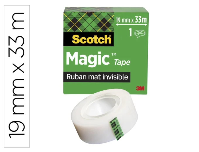 Ruban adhésif scotch magic 810 permet écrire invisible 19mmx33m boîte individuelle.