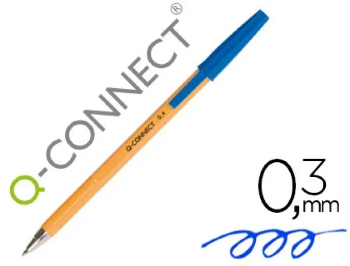 Stylo-bille q-connect écriture fine 0.3mm encre classique bille indéformable capuchon